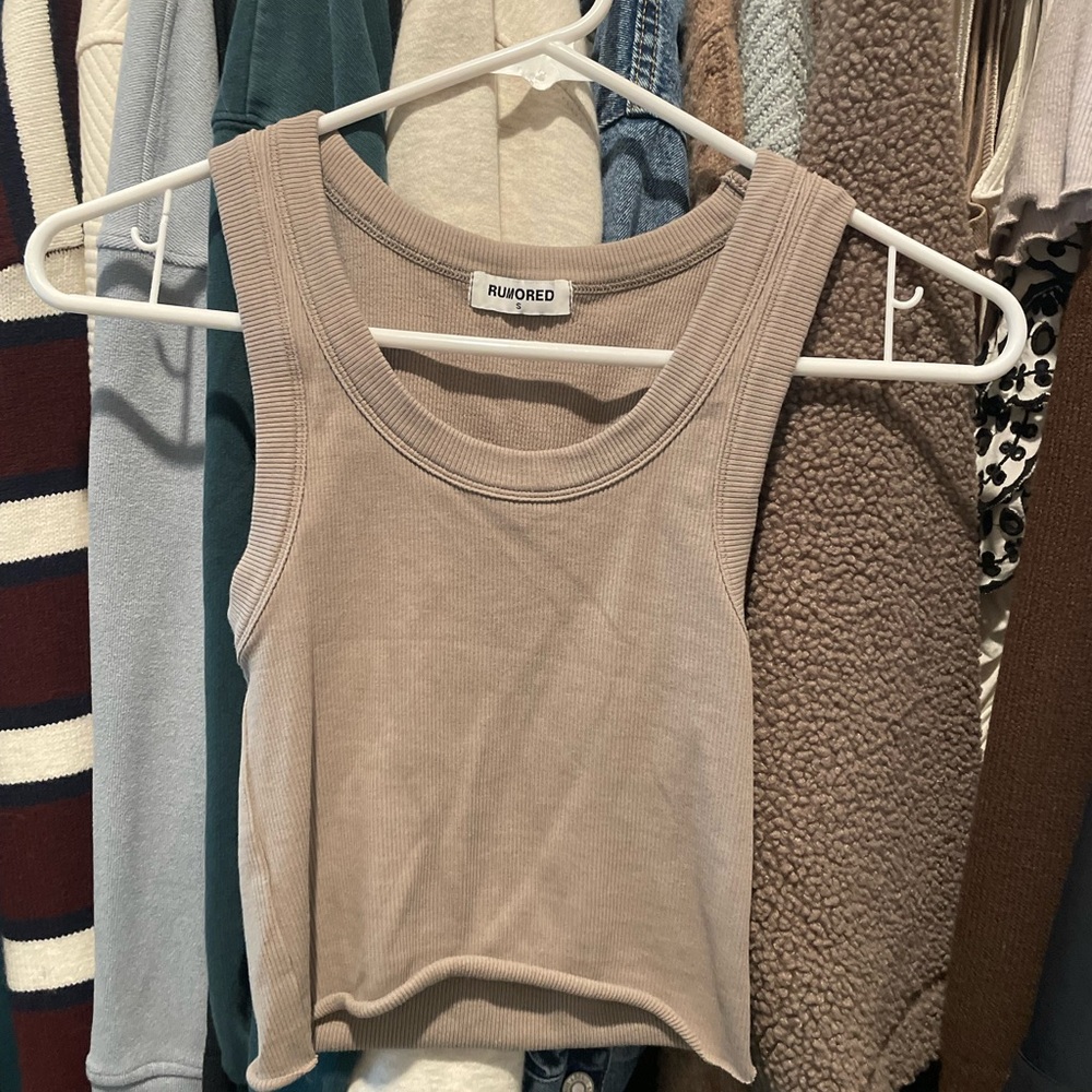 Rumored Women's Beige Ribbed Tank Top
